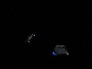 USS Enterprise-D adrift with shuttle approach