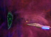 USS Voyager launching microprobe
