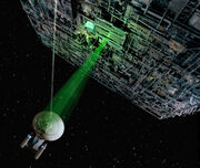 USS Enterprise-D assaulted by a Borg cube