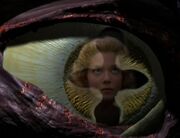 Kes reflected in the eye of a member of Species 8472