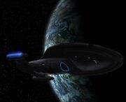 USS Voyager orbiting planet