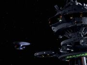 Enterprise-D im Orbit um Sternenbasis 173