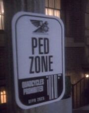 Ped zone sign