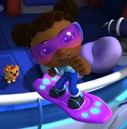 Roo riding a floaty thing