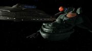 Klingon b-o-p docked with Enterprise, Borderland