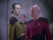 Data, Yar, and Picard on Mordan IV