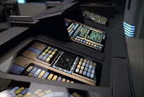 A close look at Ops console on an Intrepid-class starship