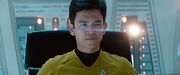 Sulu in command of the Enterprise in 2259