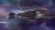 Fraddocks Transportschiff bei der Enterprise