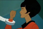 Uhura held hostage by the Shore Leave's Planet's master computer