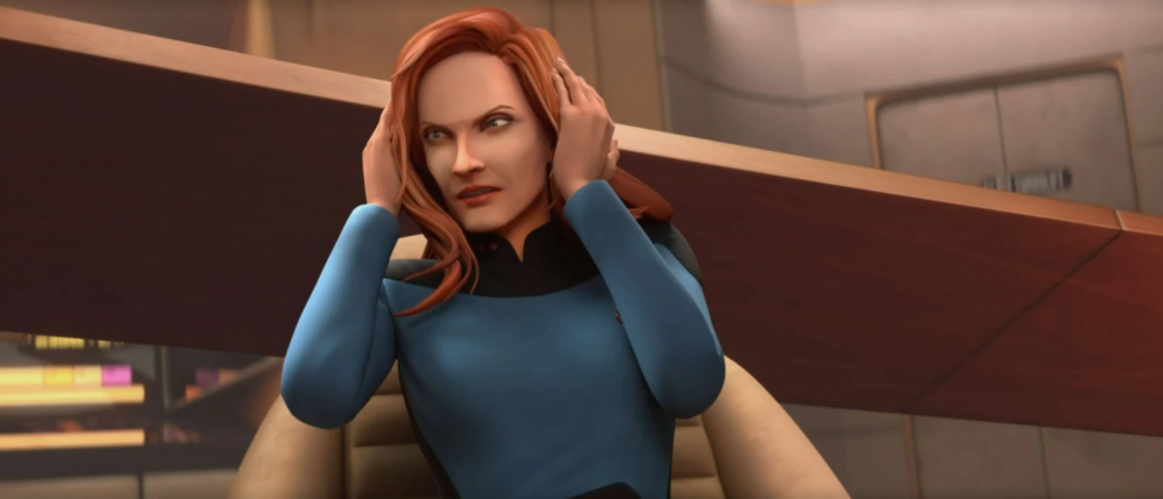 Beverly Crusher cringes at ACDC