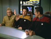 Neelix, Kim, and Chakotay, 2373