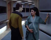 Data and a pregnant Troi