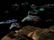The combined Alpha Quadrant fleet prepares to take on the Dominion