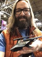 Ryan Dening with a prototype of the Stealth Ship model at the 2019 DST Birmingham con