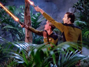 Yar and Data fire phasers