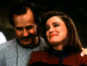 Kate Mulgrew with long hair and Winrich Kolbe