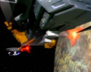 Delta Rana warship repels the Enterprise-D
