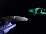 Enterprise-D and Romulan supply ship