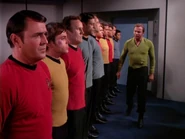 Kirk questions Scott, Chekov, O'Brien, and Bashir.jpg (85 KB) After the change, Miles O'Brien had taken his place