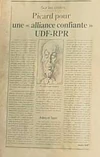 Article "Picard pour une alliance confiante UDF-RPR"