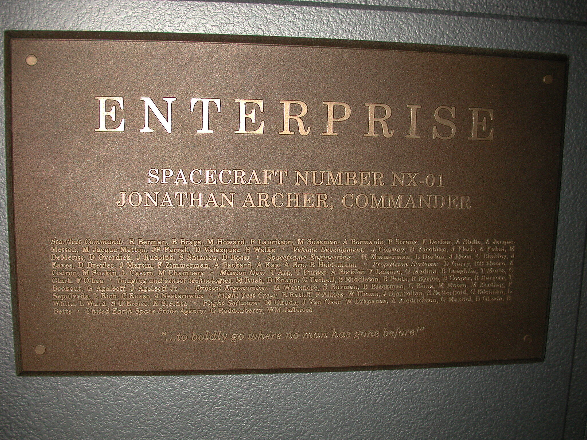 Enterprise NX-01 plaque