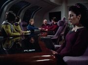Picard introduces Pulaski to senior staff