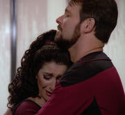 Troi and Riker say farewell