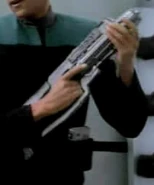 Kellerun phaser rifle.jpg (7 KB) Kellerun phaser rifle taken from a soldier Bashir had just beaten into unconsciousness