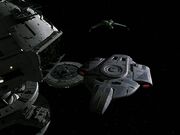 USS Defiant and IKS Rotarran at Starbase 375