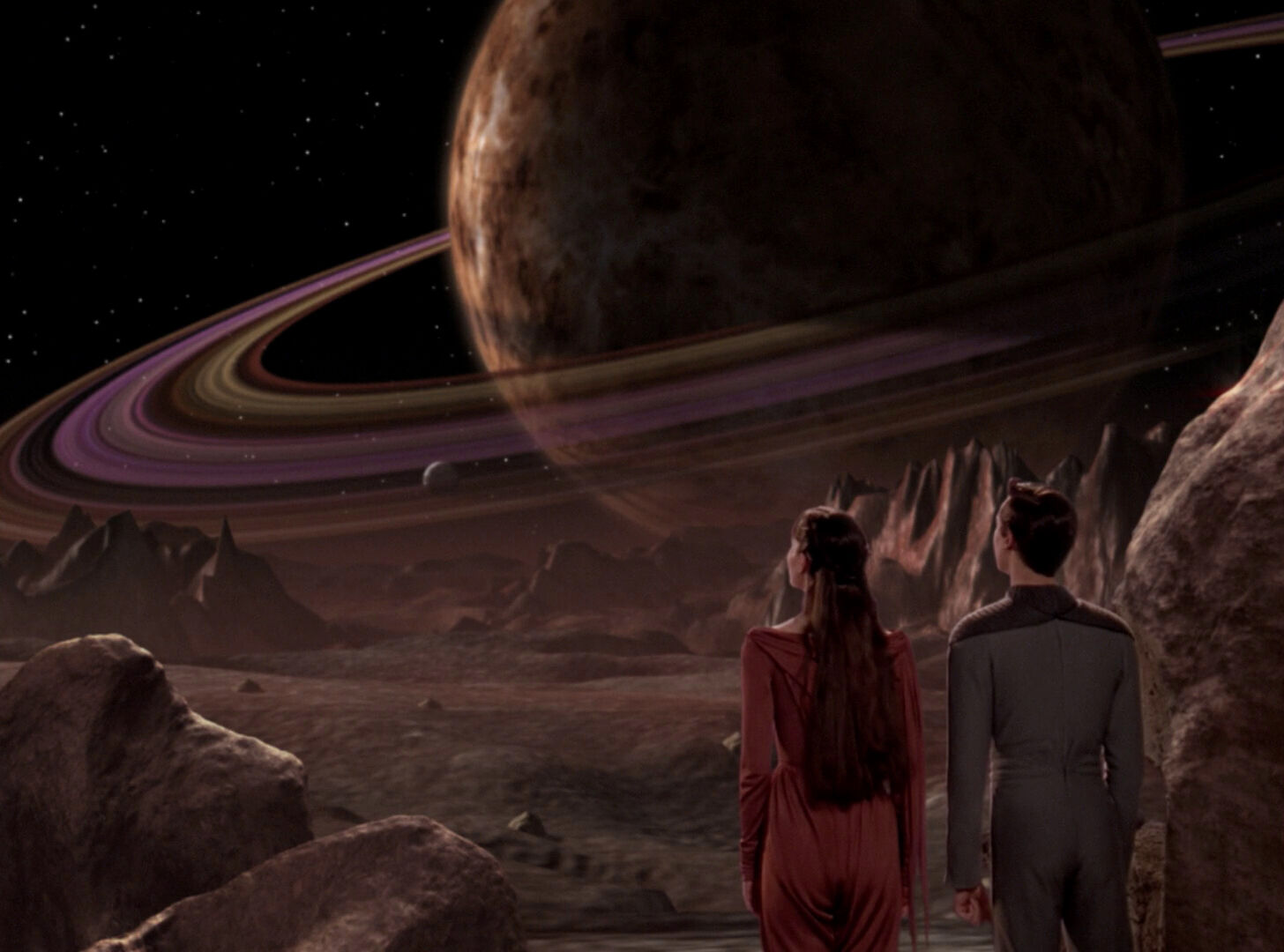 Salia and Wesley on Holodeck