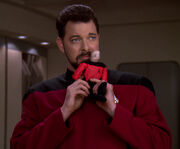 Riker imitates Picard