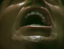 The mouth of a male humanoid
