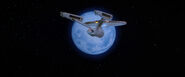 The USS Enterprise-A in front of Luna, 2287