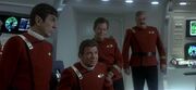 Spock, Kirk, McCoy, and Scott on Enterprise-A, 2286