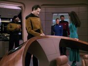 Riker shows Alexana Devos the bridge