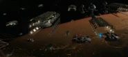 The orbital facilities of Utopia Planitia Fleet Yards in orbit above Mars