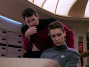 William T. Riker and Wesley Crusher, 2366