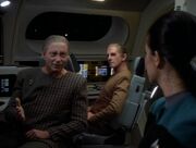 Mora, Odo and Dax on runabout