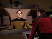 Riker orders acting captain Data to stand down