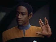 Tuvok performing the Vulcan salute (VOY: "Revulsion")