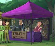 Truther recruitment booth