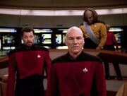 Riker, Picard, and Worf sweating