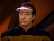 Data wearing a visor