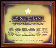 Franklin Mint USS Defiant dedication plaque