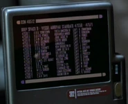The arrival roster at Deep Space 9 listing Organia