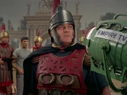 The Master of the Games dressed as an Ancient Roman centurion in 2268
