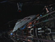 USS Voyager departs Varro generational ship