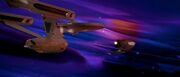 USS Enterprise backs off from the USS Reliant