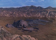 Matte painting originally featured as Aldebaran II spaceport…